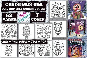 Christmas Girl Coloring Pages, an Illustration by LightExpress