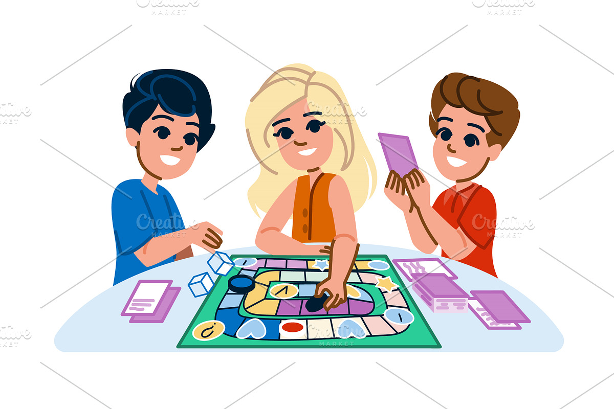 game playing board games vector, a Person Illustration by pikepicture