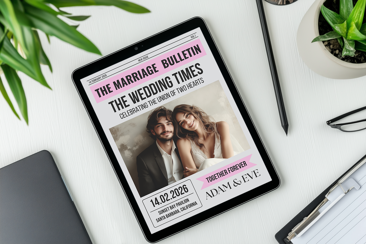 Newspaper Wedding Template, an Invitation Template by ZoloDesignHub (Photo 8 of 10)
