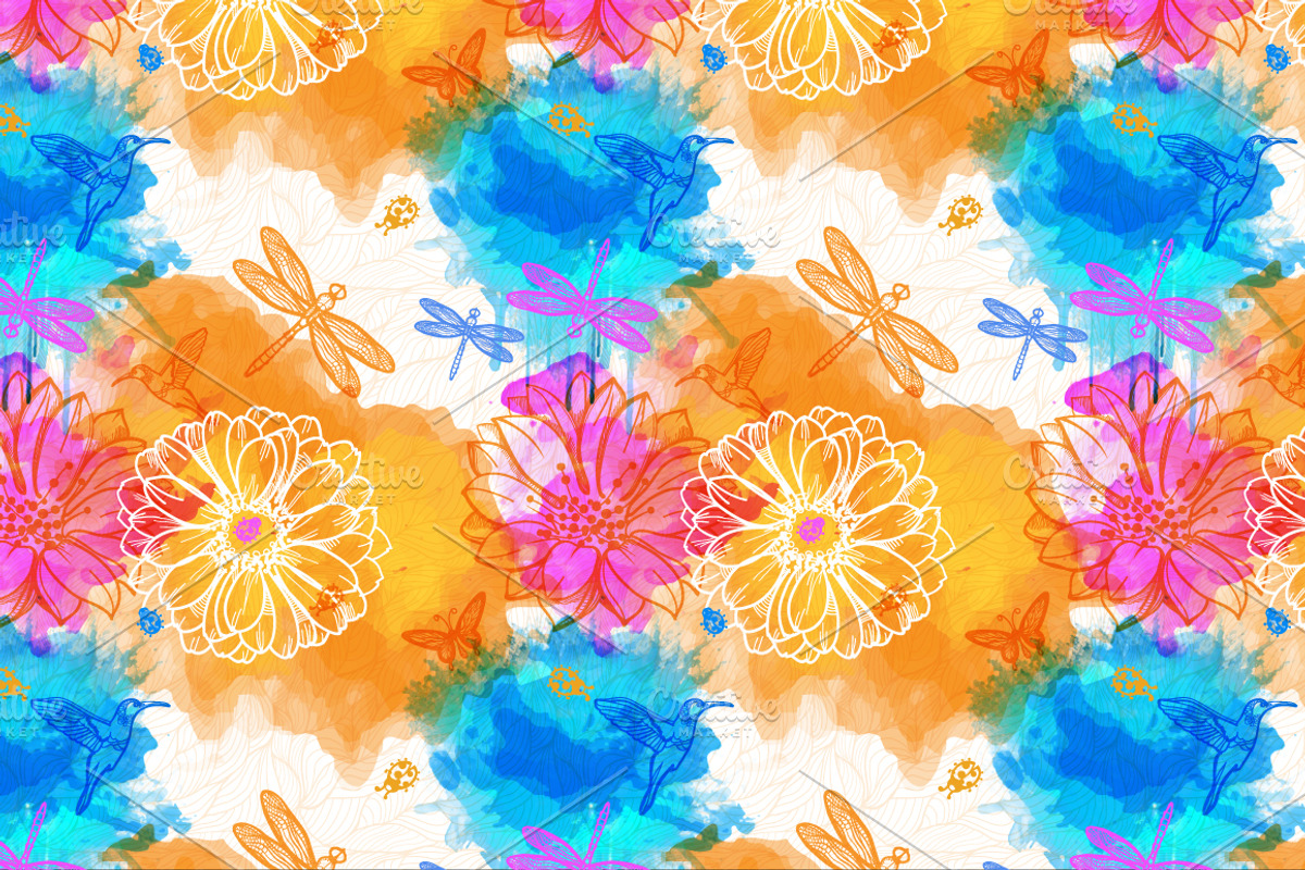 Seamless watercolor patterns, a Pattern Graphic by Vikpit (Photo 5 of 7)