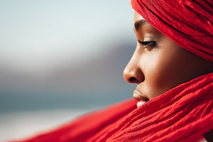 Portrait of African woman in red, a Person Photo by MistyDay