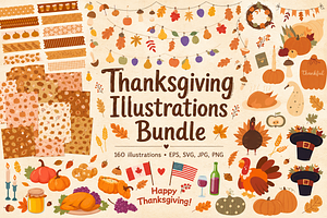 Thanksgiving Illustrations Bundle