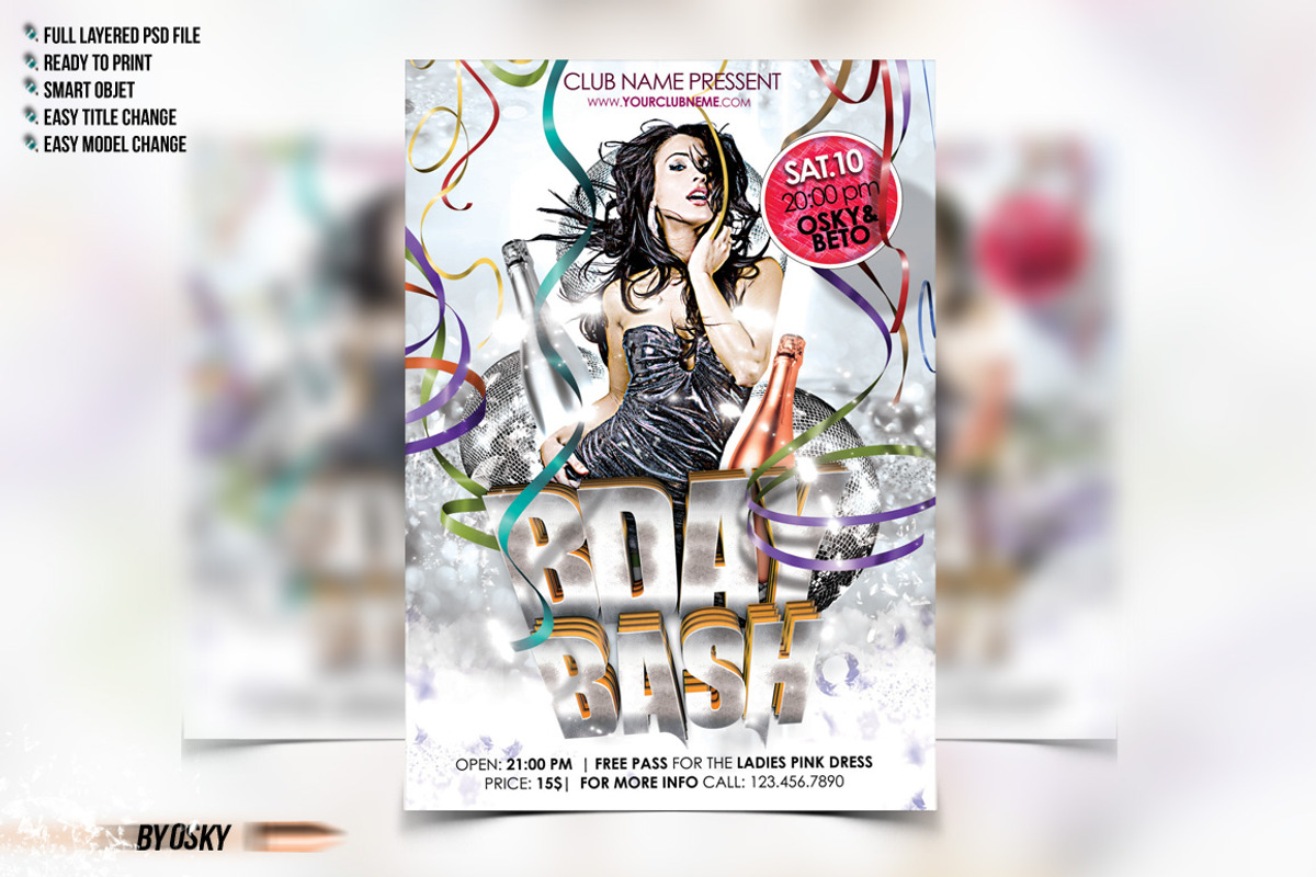 Bday Bash Party Flyer, a Flyer Template by Osky