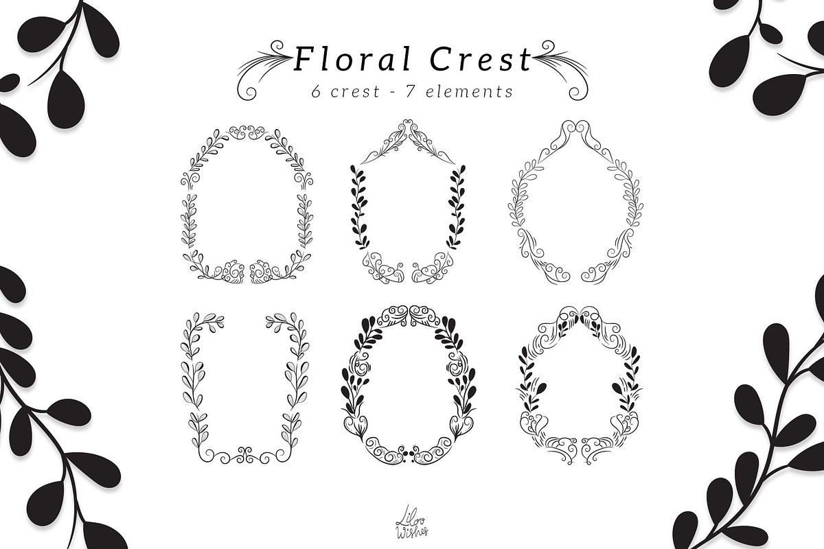 Floral Crest, a Decorative Illustration by lilovwishes (Photo 1 of 3)