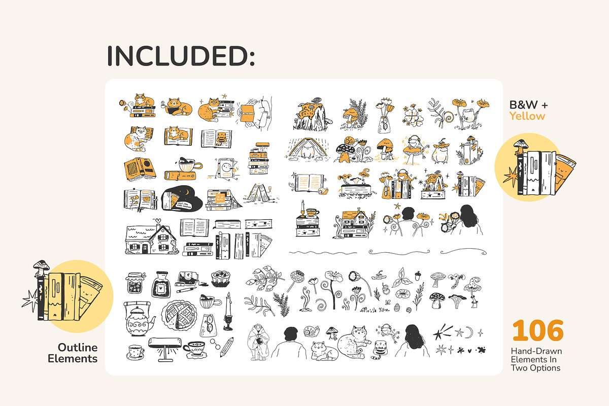 Whimsical Reading: Doodle & Cliparts, a Decorative Illustration by Heartwarming Art (Photo 3 of 9)