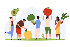 Vegetarian healthy food ingredients, a Food Illustration by Flashvector