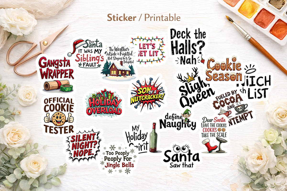 Funny Sarcastic Christmas PNG Bundle, an Illustration by Artnoy (Photo 6 of 8)