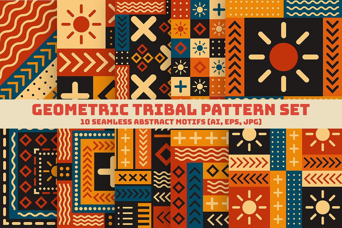 Geometric Tribal Pattern Set, a Pattern Graphic by Cool Worker (Photo 1 of 7)