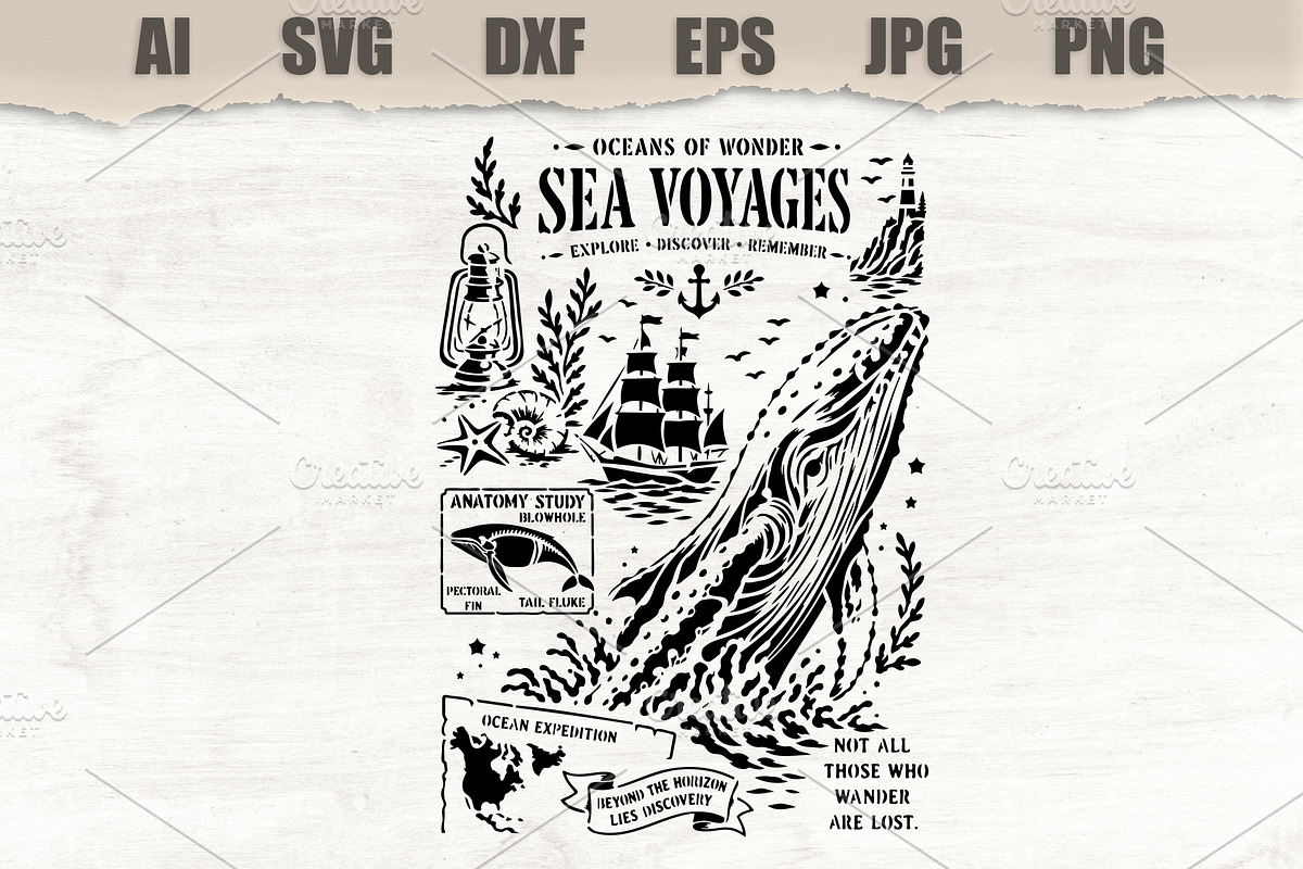 Stencil Ocean Nautical Adventure, a Seasonal Illustration by MARYCRAFTIRIA (Photo 1 of 3)