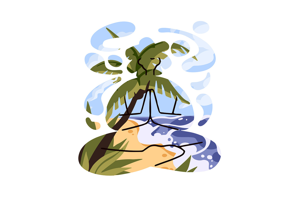 Meditation in nature, yoga set, a Person Illustration by PaperTrident (Photo 4 of 7)