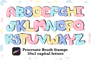 26x2 Alphabet Brush Stamps Procreate