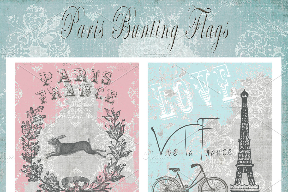 Paris France Printable Bunting Flags preview 2
