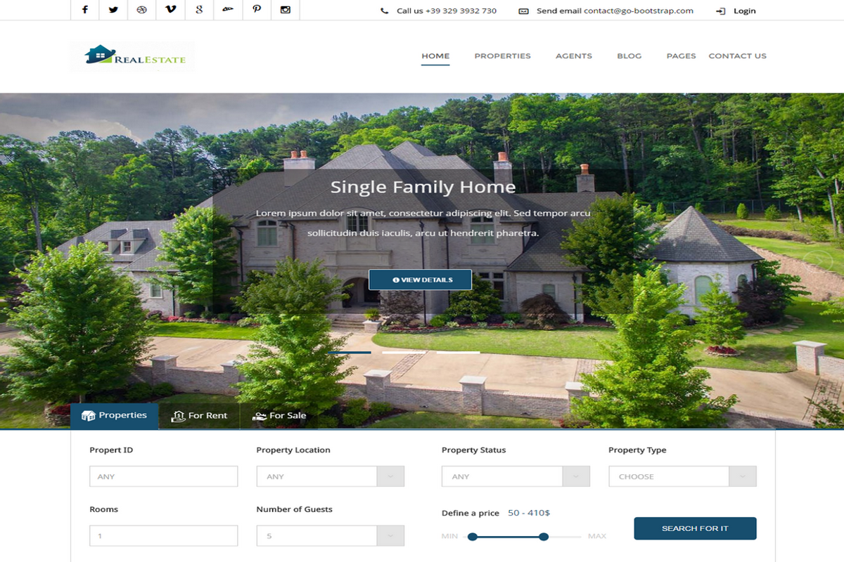Real Estate Responsive Template, a Bootstrap Template by auroraruggieri (Photo 1 of 12)