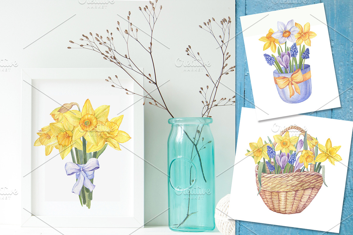 Watercolor Daffodils, an Illustration by Irina Diasli (Photo 6 of 6)
