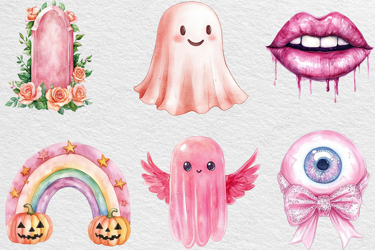Pink Halloween Clipart, an Illustration by Black Bird Studio (Photo 6 of 6)