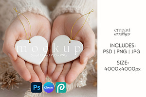 Double Heart Ornament Mockup, a Merchandise Mockup by EmpaviMockups