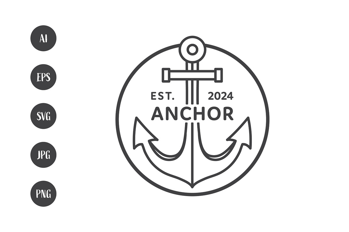 Outline anchor logo design, a Branding & Logo Template by Saba Vector