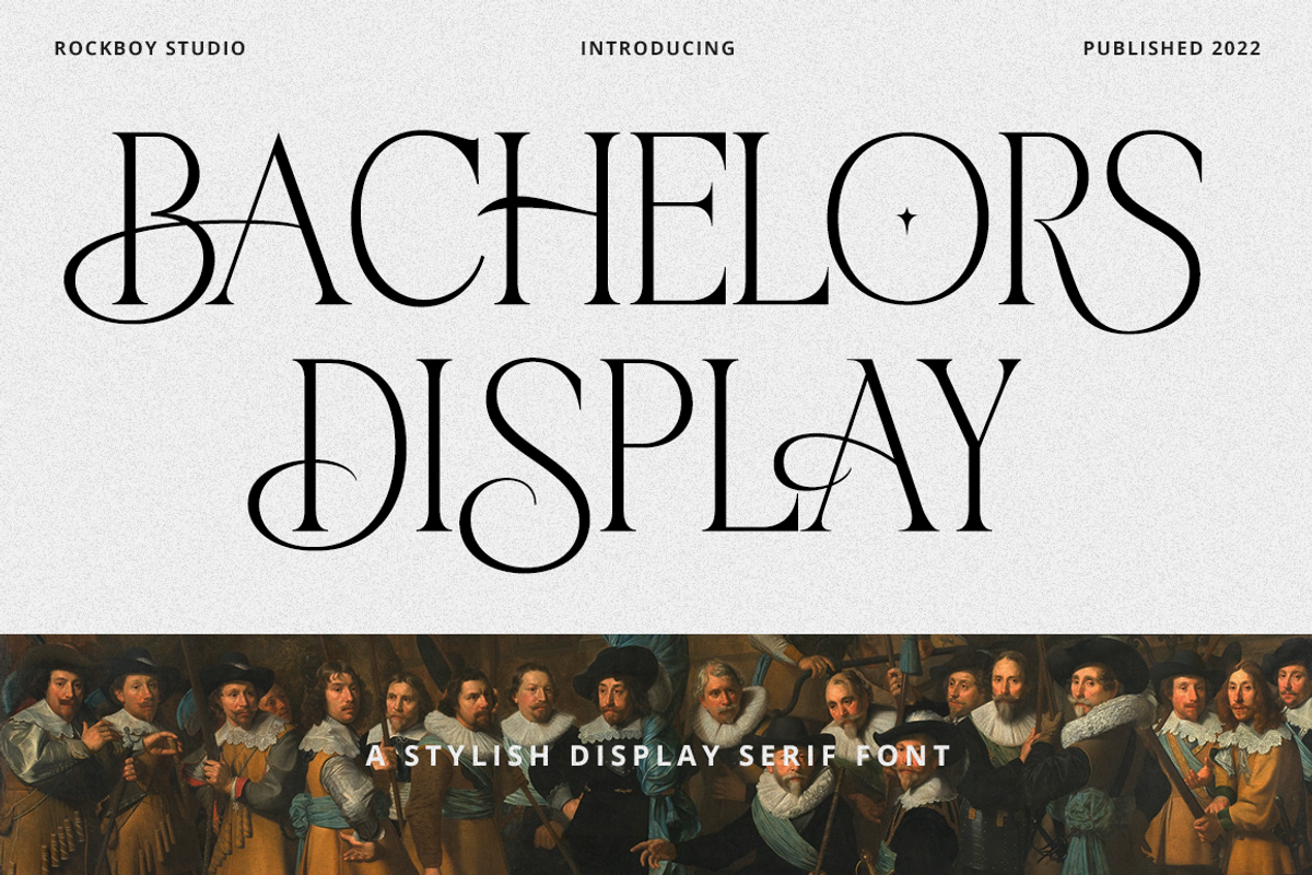 Bachelors Display, a Serif Font by RockboyStd (Photo 1 of 12)