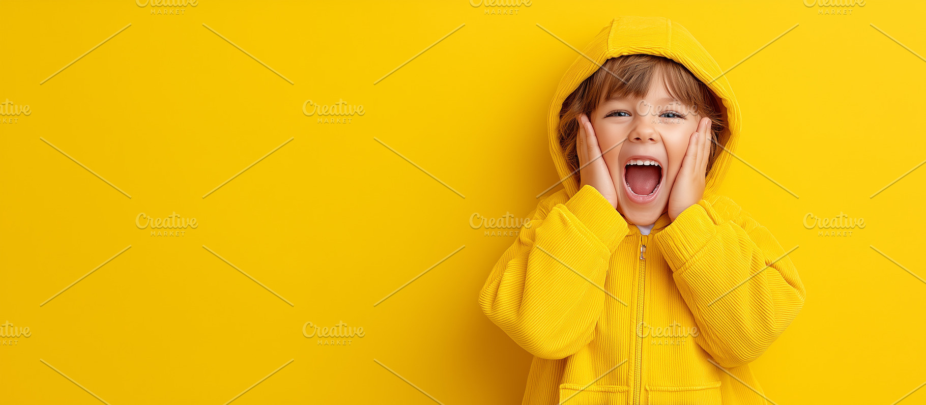 Excited little boy in yellow hoodie, a Person Photo by MistyDay