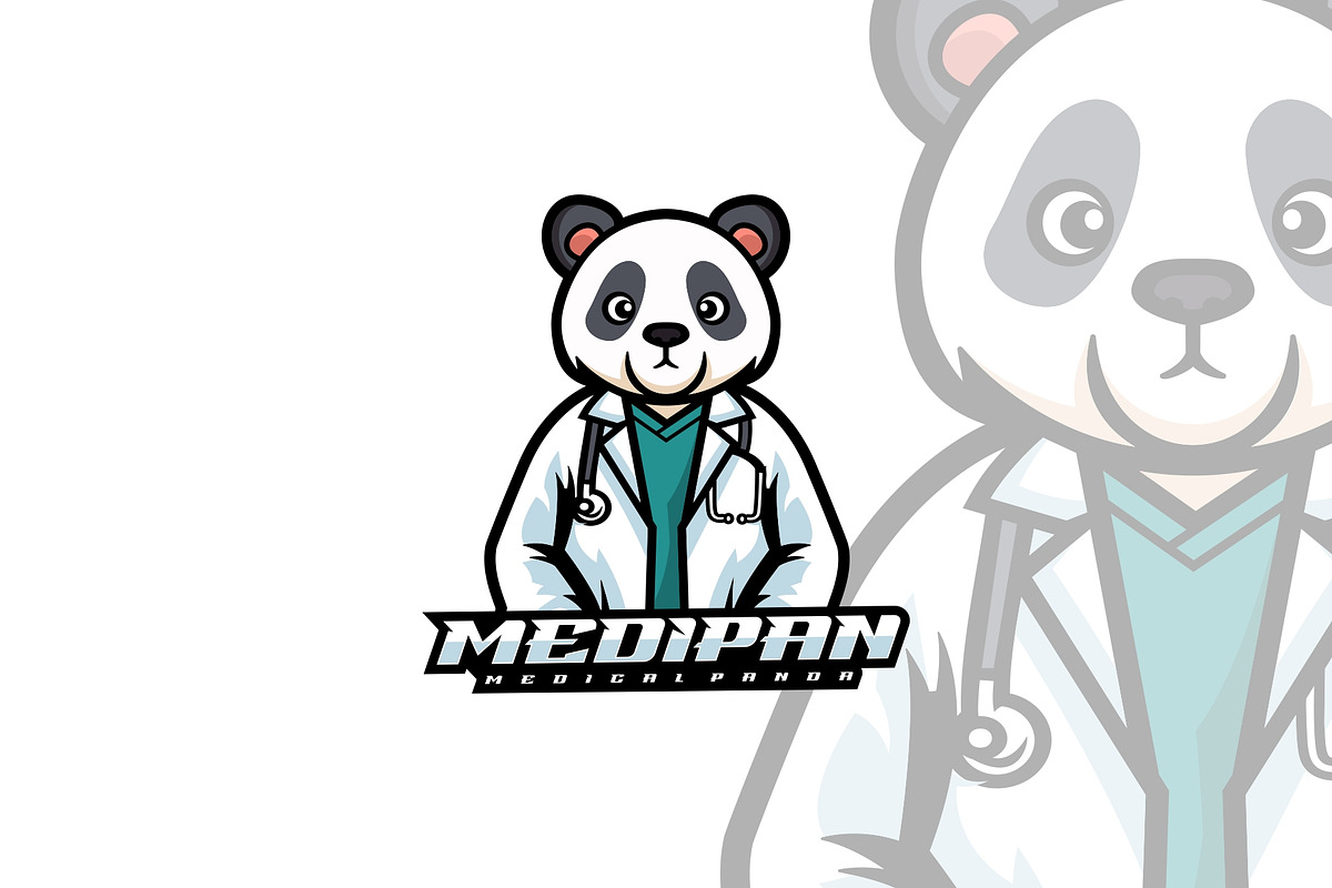 Medical Panda Mascot Cartoon Logo., a Branding & Logo Template by ModalTampang