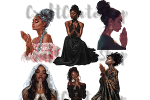 Praying Believers Black Girl Clipart