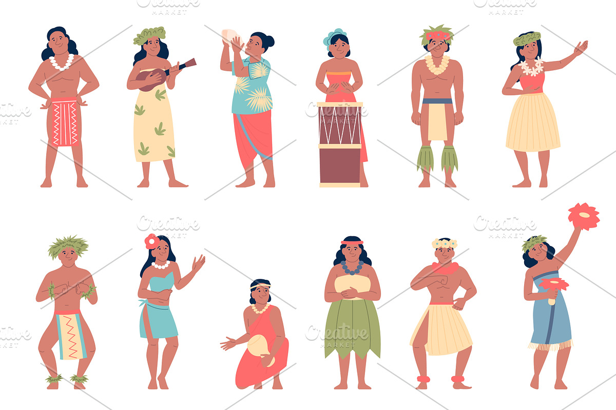 Hawaiian characters. Hawaii people, a Person Illustration by LadadikArt