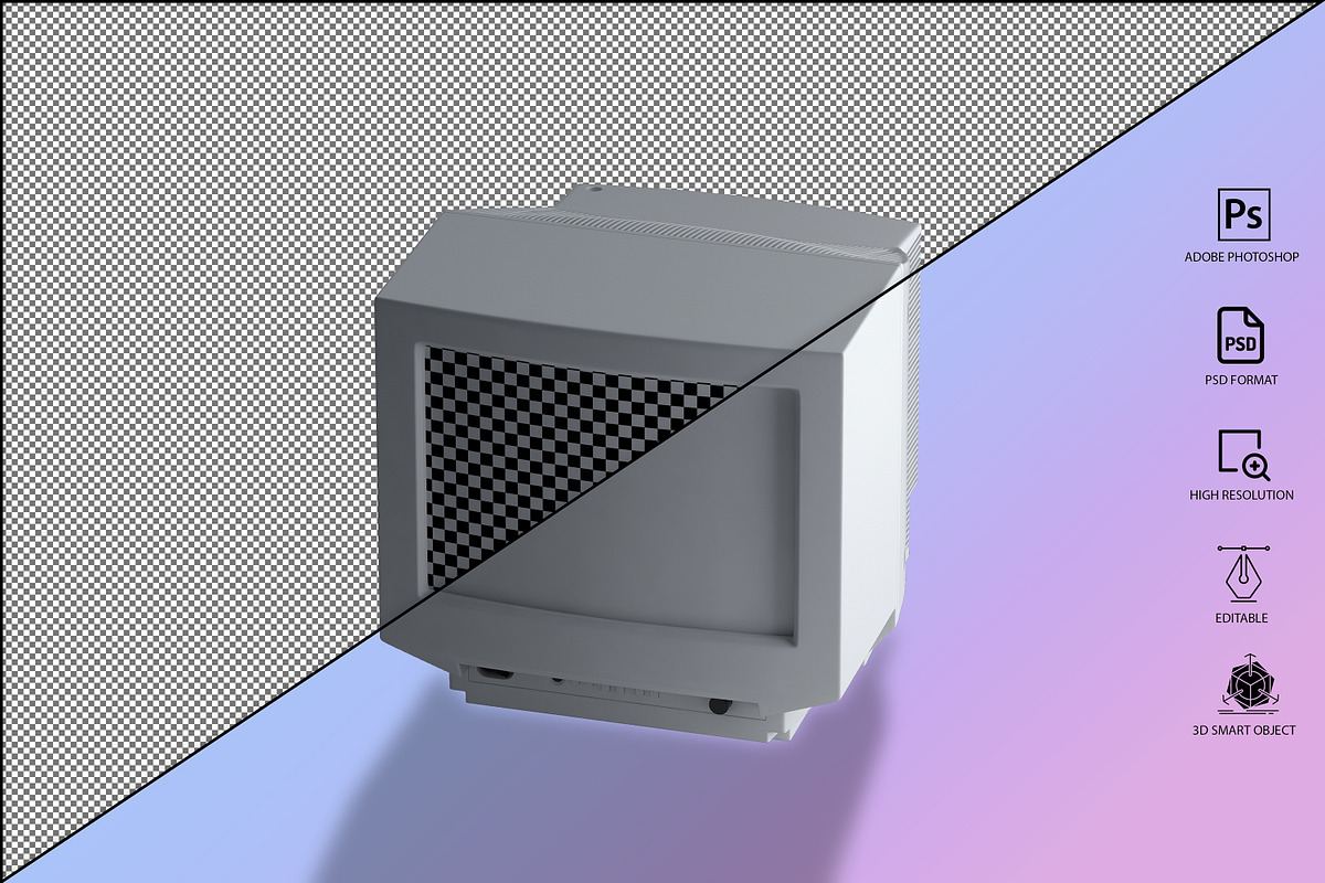 Generic CRT Monitor Mockup, a Mockup by GraphicVil (Photo 17 of 23)