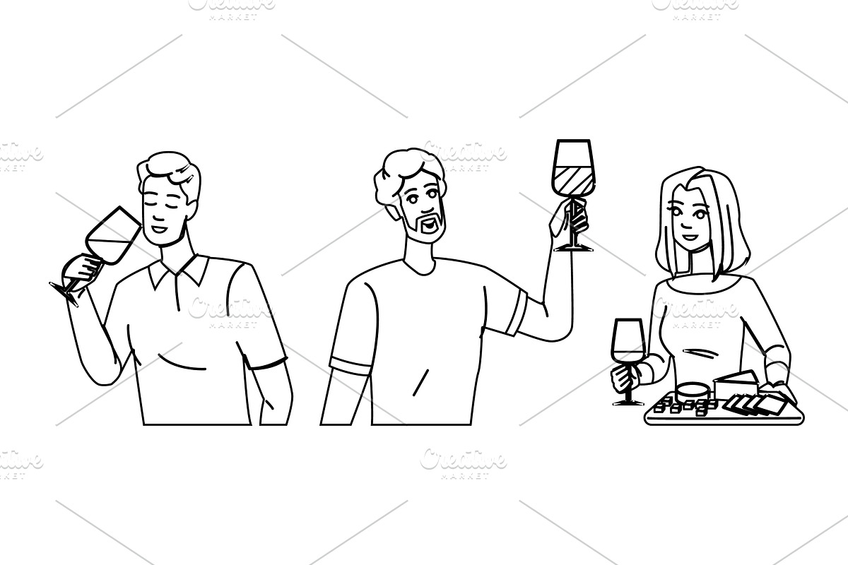 drink wine tasting vector, a Person Illustration by pikepicture