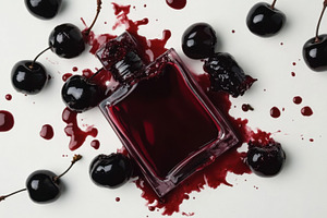 Cherry liquid with fruit bits, a Photo by Beautiful things