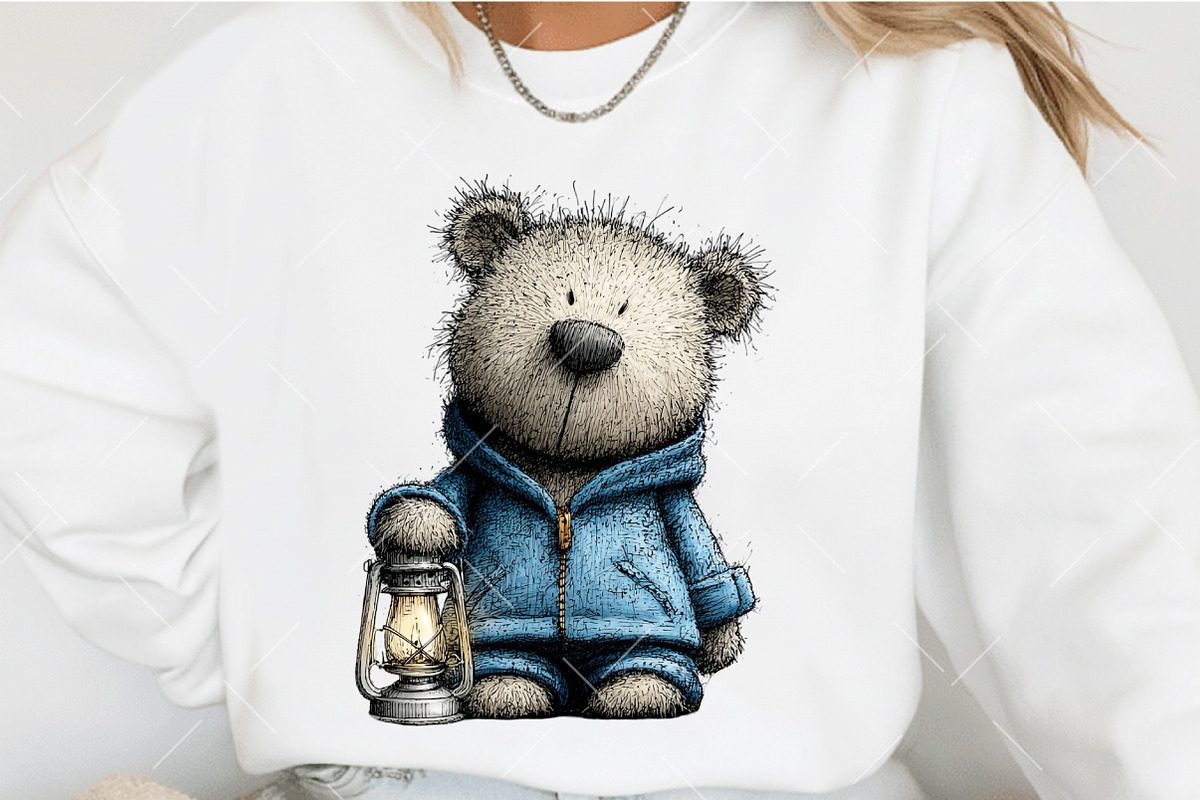Whimsical Christmas Blue Teddy Bear, an Illustration by OK Design (Photo 6 of 6)