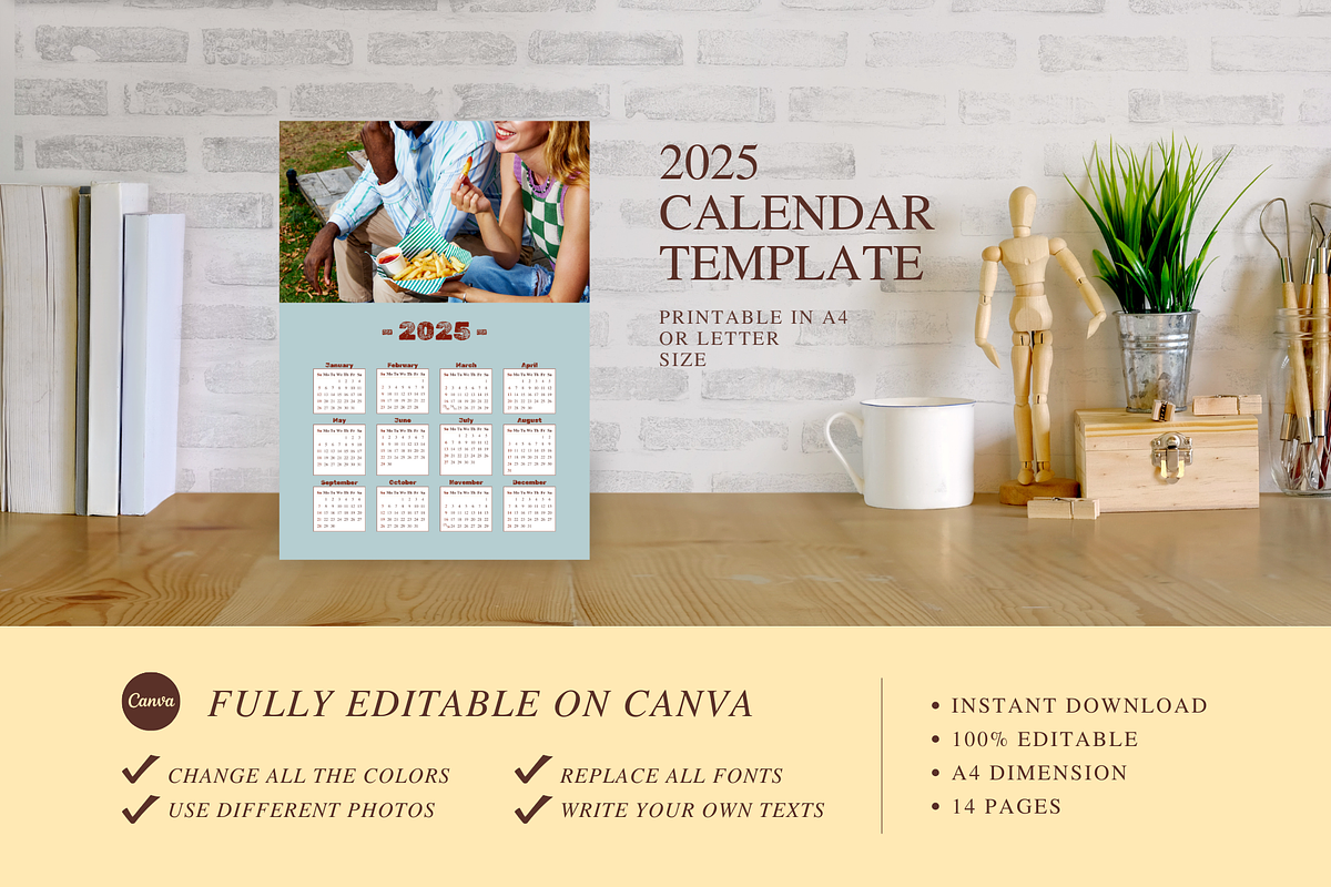 2025 CALENDAR CANVA TEMPLATE, a Stationery Template by The Little Lily Studio (Photo 5 of 5)