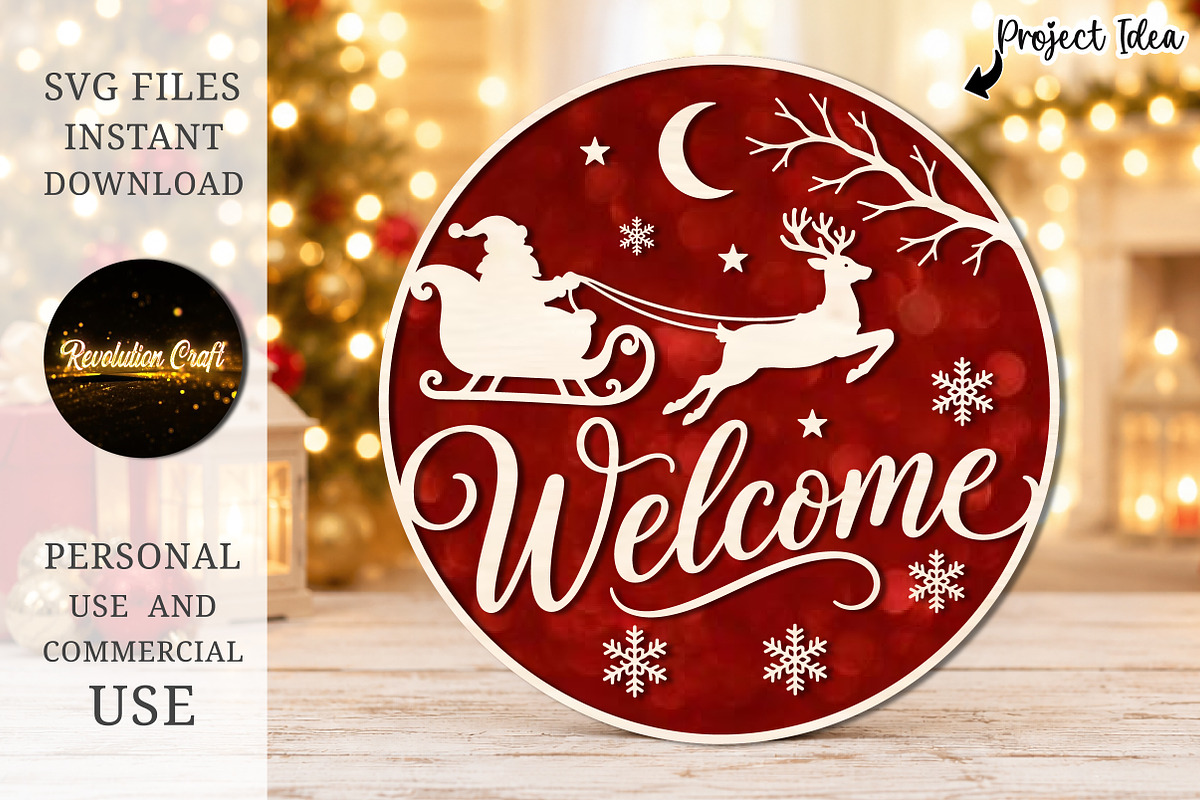 Welcome Christmas Santa Sleigh SVG, an Object Graphic by OK Design (Photo 3 of 3)