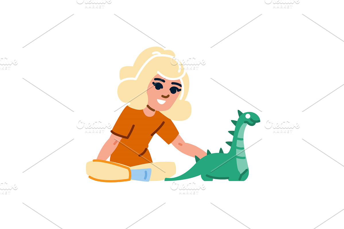 Blond girl playing with green, an Object Illustration by pikepicture