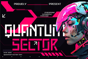 Quantum Sector Cyberpunk Techno Font, a Font by PutraCetol Studio