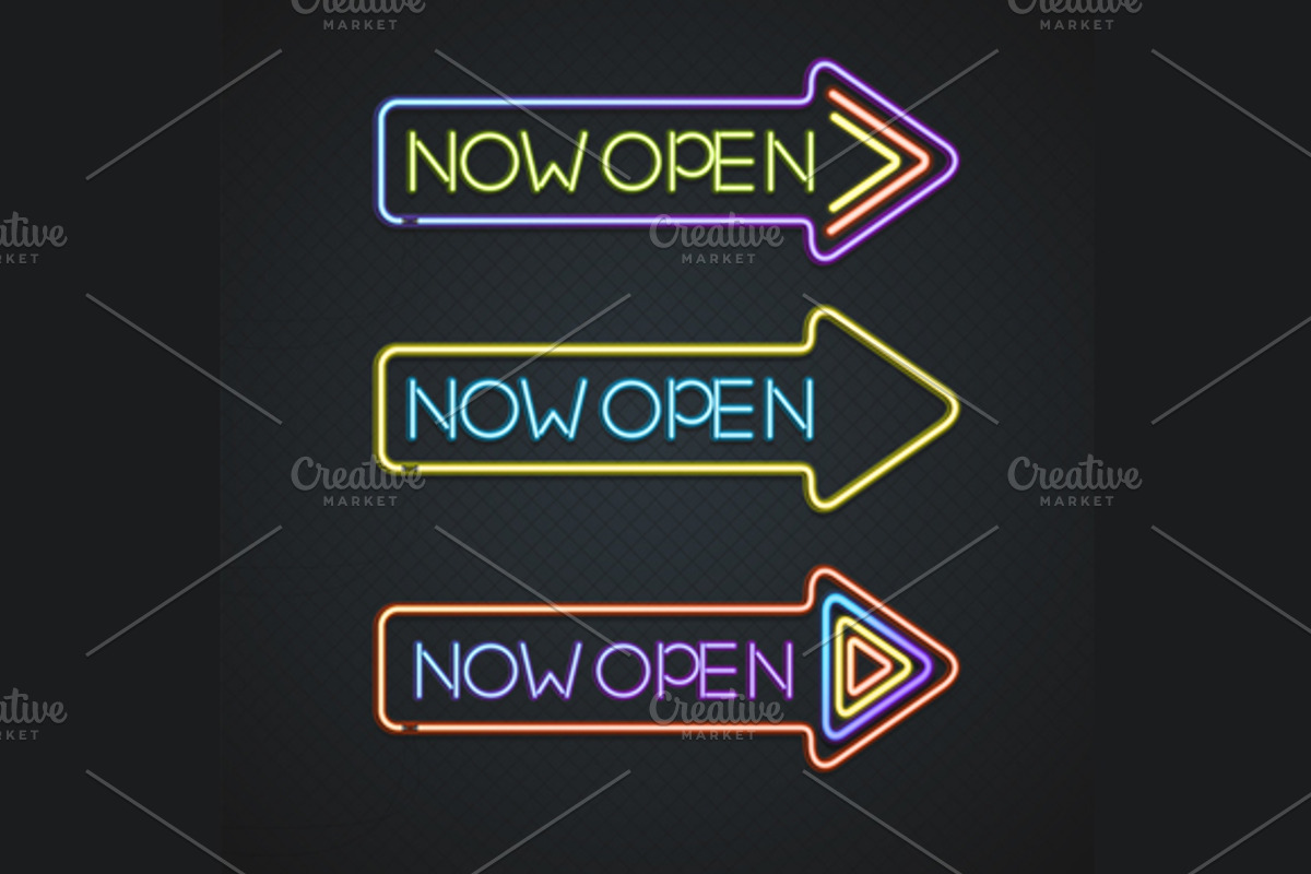 Glowing Neon Signs. Vector, an Illustration by Vector and Templates (Photo 2 of 2)