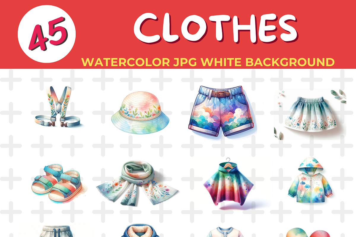 CLOTHES watercolor Jpg Background, an Object Illustration by John_Walker (Photo 3 of 3)