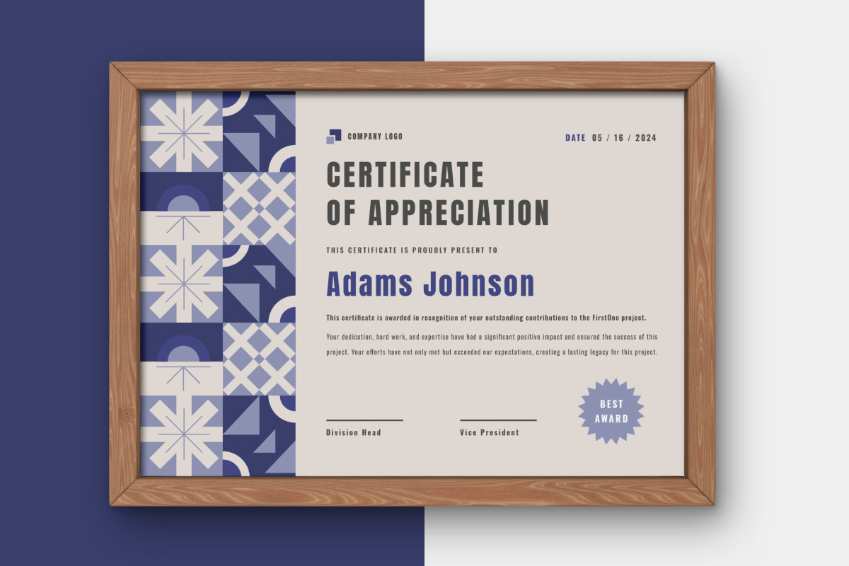 Modern Geometric Certificate Templat, a Stationery Template by twinstd (Photo 2 of 3)