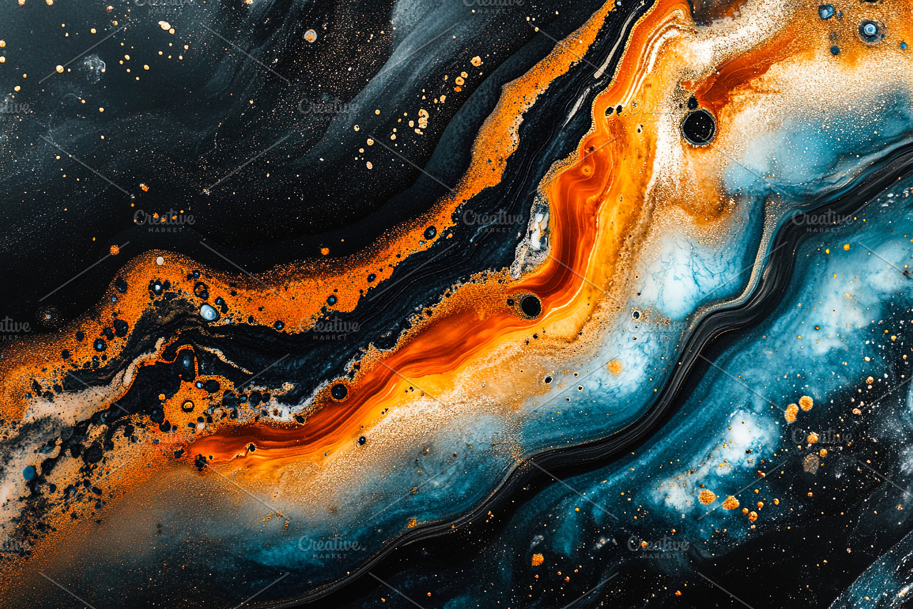 Abstract Fluid Art with Gold and Blue, a Background Photo by Ales Munt
