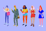 15 hand drawn girls illustration set, an Illustration by Plainly Simple Store (Thumbnail 4 of 13)