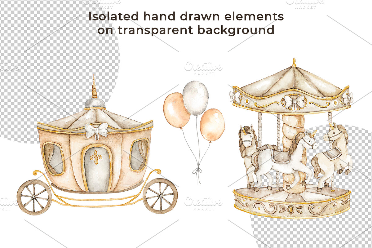 Vintage Carousel Horses Clip Art, a Decorative Illustration by Eves_Aquadreams (Photo 2 of 11)