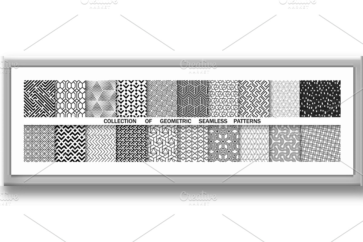 Geometric set of seamless black and, a Decorative Illustration by RODINA (Photo 3 of 3)