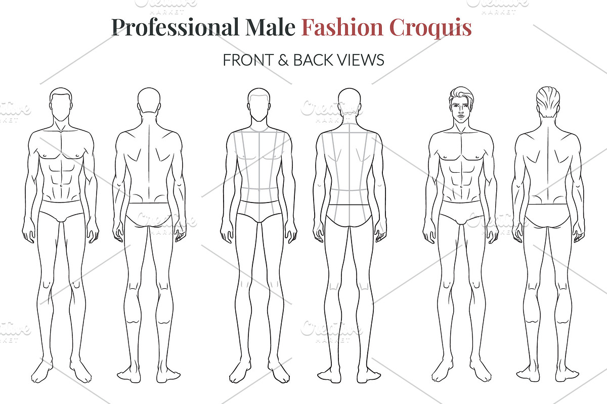 Male Fashion Figure Croquis, a Person Illustration by Shorena Fashion Draws (Photo 2 of 7)