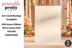 Romantic Wedding Card Mockup PSD, a Product Mockup by Printable Pretty Studio