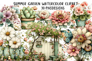 Summer Garden Watercolor Clipart, an Illustration by Daily.Designs (Thumbnail 1 of 7)