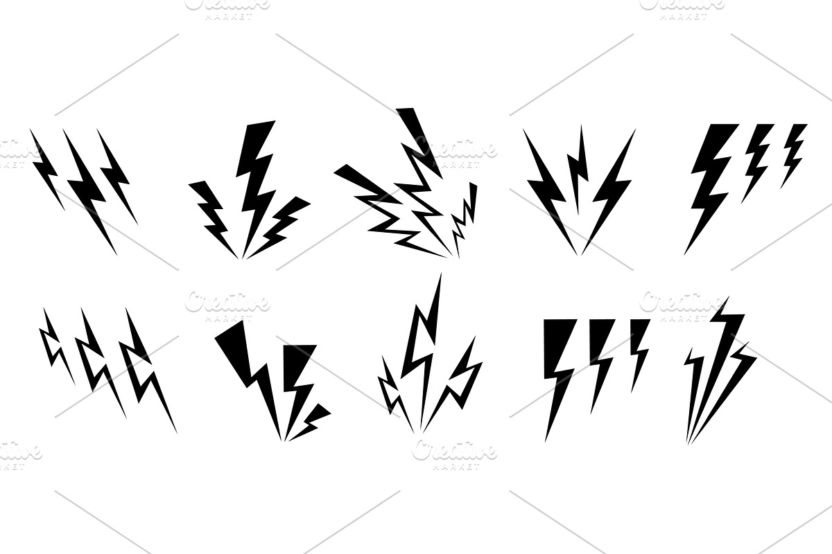 Black lightning bolt icons, an Object Illustration by Vectorbuum