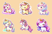 Kawaii Unicorn Stickers Clipart, an Illustration by Creative Art (Thumbnail 2 of 9)