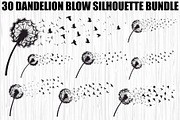 Dandelion Blow Silhouette Bundle, an Illustration by yasushie (Thumbnail 1 of 31)