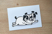 Cute Cartoon Pug Illustration Set, an Animal Illustration by DeShoff Art (Thumbnail 5 of 5)