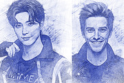 Blue Pen Sketch Photo Effect PSD, an Action Add-On by iHemalaya (Thumbnail 3 of 3)