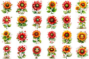 Whimsical Spring Sunflower Clipart, an Illustration by designcity5 (Thumbnail 2 of 5)